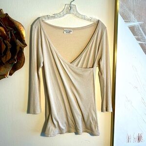 Michael Stars cream shimmer crossover top
